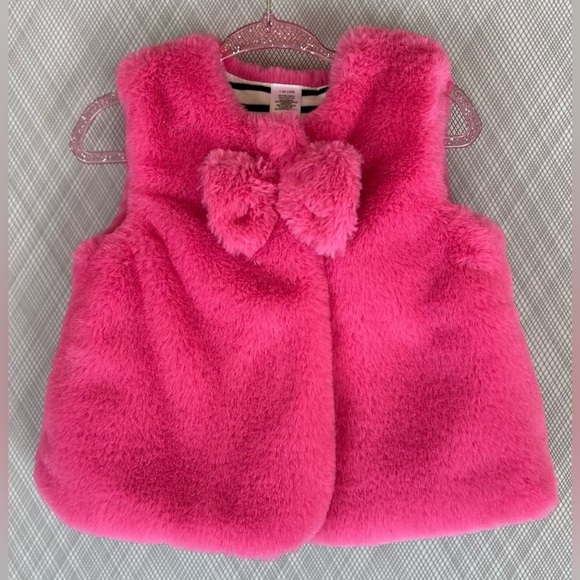 Other - Girls reversible pink faux Vest w/bow (Size 12m)